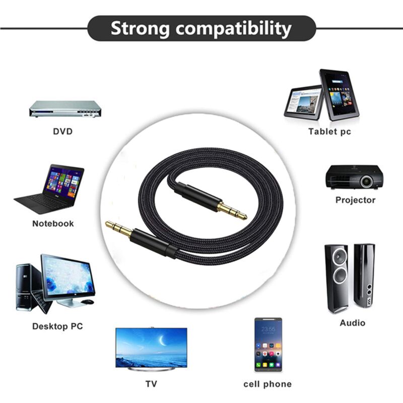 Câble Audio Auxiliaire 3,5mm Mâle-mâle FosPower 30cm – Connecteurs Plaqués Or – Noyau Cuivre – Double Blindage – Pour IPhone, Autoradio, MP3 - 9