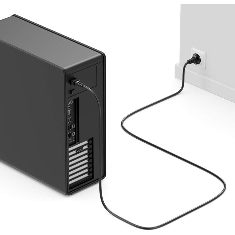Câble D'alimentation 1,5m - Fiche Angle 90° Type F Vers IEC C5 - 2,5A - Pour TV, Ordinateur