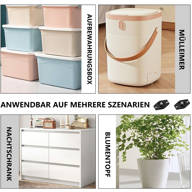 16 Roulettes Pivotantes Autocollantes Mini Pour Meubles - 360° Sans Percer