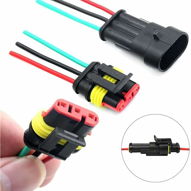 Domino Electrique Kit 300 Connecteurs Électriques Étanches VEUWOLM - 1/2/3/4 Broches Pour Voiture Moto | Imperméable Connecteur 1/2/3/4 Broches Imperméable