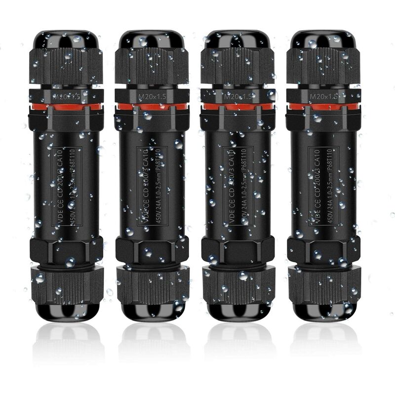 3 Connecteurs Étanches En T IP68 - Pour Câbles 5-10 Mm, 3 Broches, 32A - Éclairage Extérieur & Souterrain