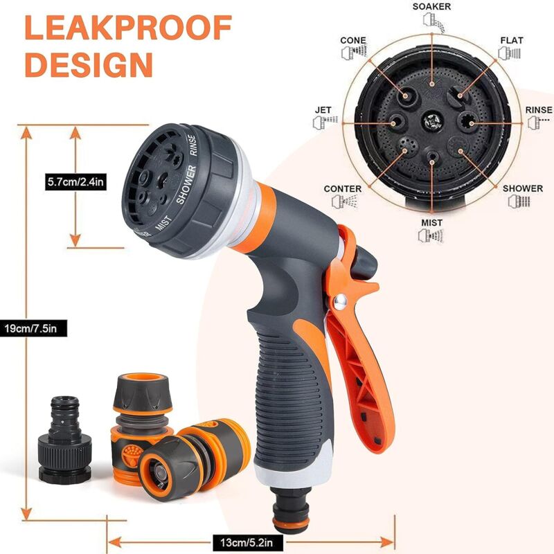Pistolet à Eau Haute Pression Réglable Pour Tuyau D'arrosage - 2 Buses En Laiton, Jet Puissant Ou Brume - Pour Jardin, Voiture, Nettoyage