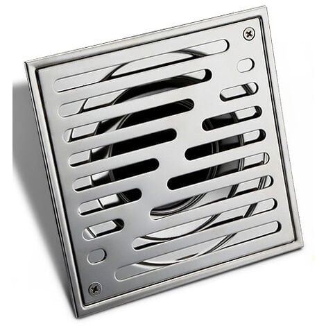 Siphon de Sol en Acier Inoxydable Anti-Odeur carré de Salle de Bain déchets Gate Égouttoir de Douche avec Grande Calibre, 150  150mm