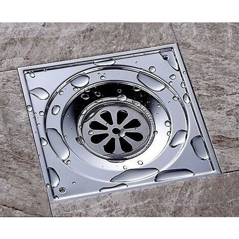 Siphon de Sol en Acier Inoxydable Anti-Odeur carré de Salle de Bain déchets Gate Égouttoir de Douche avec Grande Calibre, 150  150mm