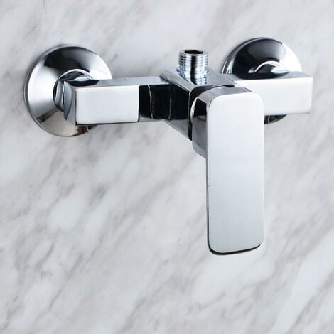 Robinet de douche mural moderne chromé avec mitigeur de douche pour eau froide et chaude