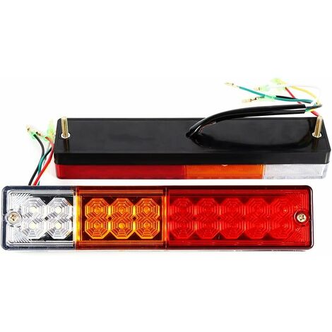 2 Feux Remorque LED Biqiure 12V/24V - Multifonctions : Stop, Position, Clignotant Dynamique - Pour Camion, Caravane