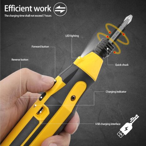 Tournevis électrique sans fil, outil de réparation de perceuse électrique rechargeable au lithium-ion 4V