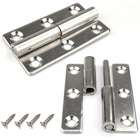 Lot de 4 charnières de porte à soulever - 6,3 cm - Robustes - Amovibles - En acier inoxydable 304 - Pour portes intérieures et extérieures(Droitier) (1/5)
