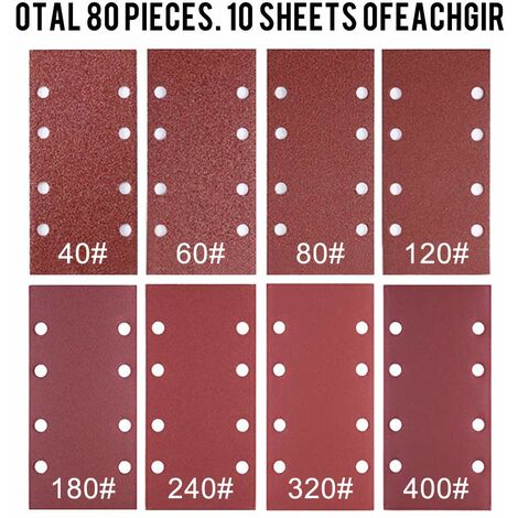 2608605296 | 10 Feuilles Abrasives BOSCH C430 Pour Ponceuse Vibrante Expert Bois Et Peinture 93 X 230 Mm 8 Trous Grain 80 Bosch 2608605296
