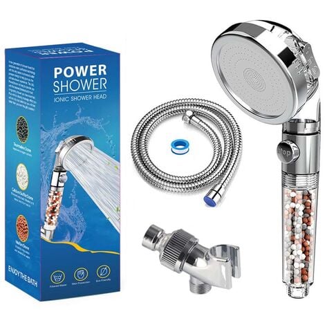 Pommeau Douche Haute Pression Pomme de Douche Anti Calcaire Filtrant，Douchette Économie d'Eau Universelle de Massage 3 Modes De Douche Convient à Salle De Bain