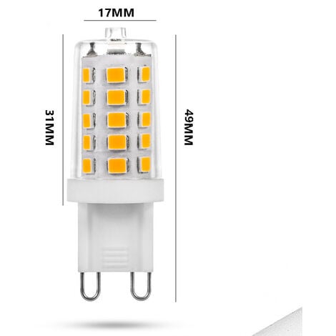 Ampoule LED G9 5W, 500LM, équivalen 50W halogène, Blanc chaud 3000K, 220-240V, CRI 85, NON-Dimmable, Économie d'énergie, Base en céramique, Culot G9 Standard, Lot de 4 [Classe énergétique F]