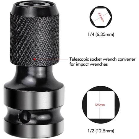 2 Pièces Adaptateurs De Douille 1/2" Carré à 1/4" Adaptateur Impact Cle A Choc Convertisseur De Liberation Rapide Pour Cle A Cliquet Impact Et Porte Embout De Tournevis 72114535