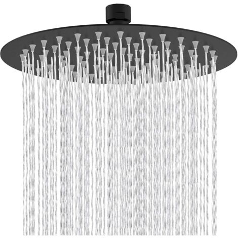 10 pouces pommeau douche Rond fixe tête de douche en acier inoxydable 304 Noir à 360 ° rotatif puissant Haute pression Spray de pulvérisation de salle de bains salle de bains Pommes de douche fixes (1/5)
