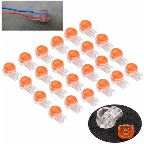 Sourcing Map Connecteurs Épissure UY Câble Bouton Transparent Orange Hermétique - Lot De 100