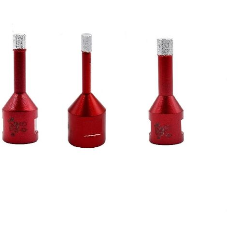 Forets Diamant 3PCS 6mm/8mm/10mm Brasé Sous Vide Trépans avec Filetage M14 pour Perçage à sec en Porcelaine Carrelage Granit Marbre (1/3)
