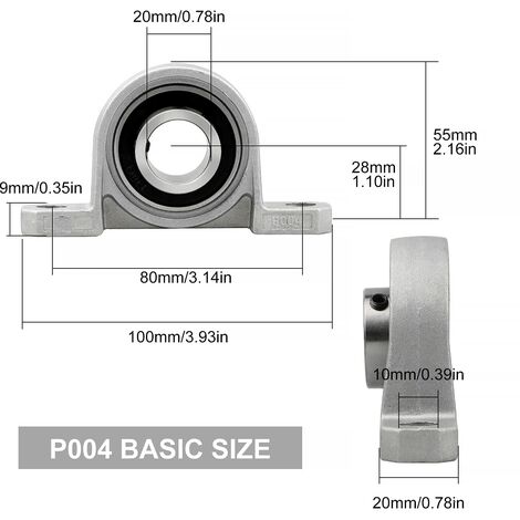Lot De 4 Roulements à Billes Bloc Oreiller PATIKIL - Alésage 5/16" (8mm) En Alliage Zinc