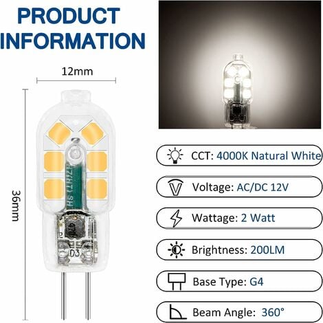 Ampoule LED 3W 12V Couleur de la lumière Blanc Culot G4