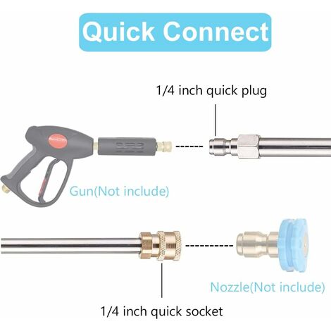 Lot De 4 Raccords Rapides 1/4" Pour Nettoyeur Haute Pression - Acier Inoxydable - Compatible NPT, étanches