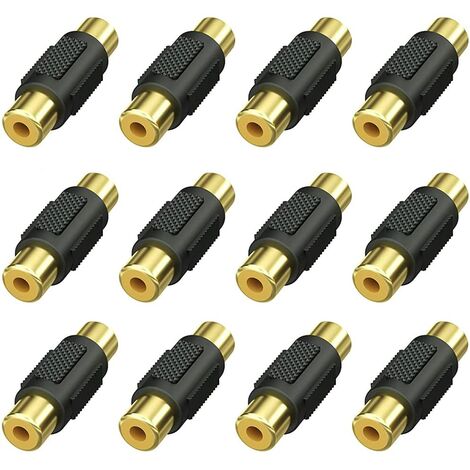 12 pièces Coupleur RCA femelle, connecteur adaptateur RCA femelle vers RCA femelle pour haut-parleur, câble RCA, phono, amplificateur (1/5)