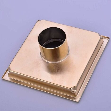 Siphon de Sol de Douche carré en Or brossé, Acier Inoxydable 304 for Grille de déchets de Cuisine de Salle de Bain égouttoir à Grand débit 150MM