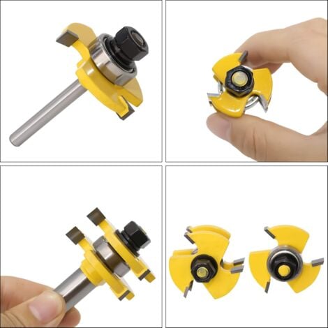 3 Pièces,Fraise Défonceuse, 45 Degrés Verrouiller Mitre Routeur Bit, Fraise à Bois pour Outils de Menuiserie (jaune)