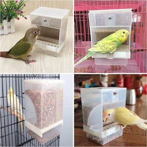 Mangeoire à Oiseaux Automatique Mangeoire pour Oiseaux sans Gâchis  Mangeoire en Acrylique pour Cage à Oiseaux Nourriture pour Petite Moyenne  Perruches