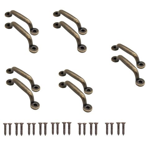 Memkey – Lot de 10 poignées de tiroir en fonte antique – Dimensions 90 x 22 mm – Finition rétro pour armoires et commodes – Vis incluses