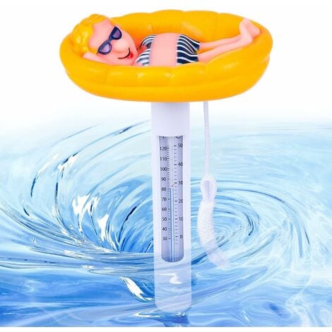 Thermomètre flottant piscine 16 cm cordelette blanche Coloris bleu