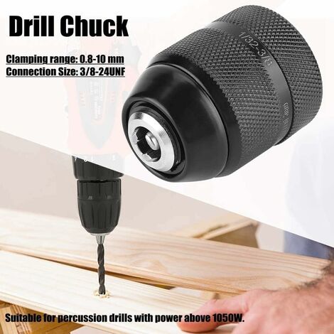 Mandrin Sans Clé 3/8" 24UNF 0,8-10 Mm Avec Adaptateur 1/4" - Pour Perceuse, Vissage Rapide - Alliage Durable - 13