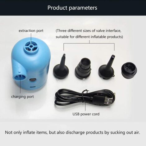 Pompe à Air électrique Portable 1600 MAh – 4 Buses, Fonction Gonflage/dégonflage/lampe LED