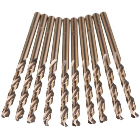 Lot de 10 forets hélicoïdaux en acier rapide M35 HSS or cobalt pour perceuses métriques à haute vitesse 3 mm x 63 mm pour perçage des Acier inoxydable et métal