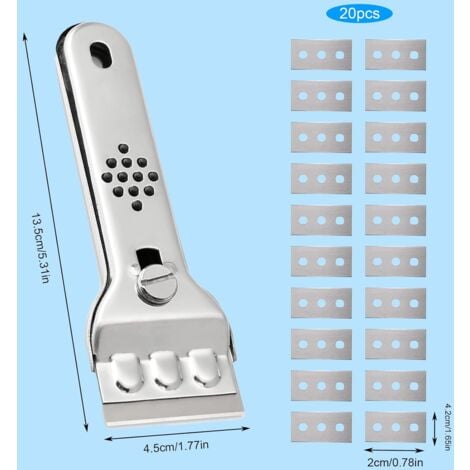Grattoir Plaque Vitrocéramique Professionnel Avec 16 Métal Lames De Rechange, Racloir Plaque Induction, Gratte Vitre, Pour Nettoyage Cuisine Maison, Four, Plaque À Induction, Colle