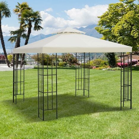 Outsunny Toit de Rechange pour Tonnelle Toile pavillon tente Pergola Gazebo  Crème 3 x 4 m 