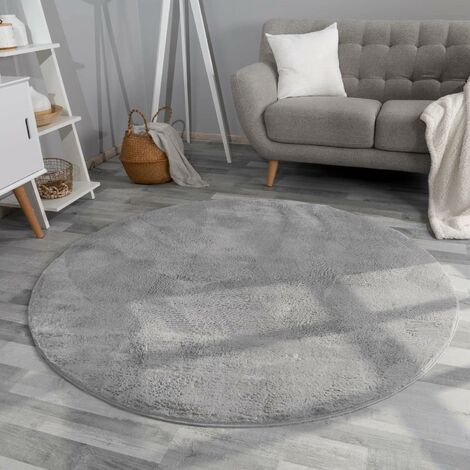 Shaggy Tapis Haut Poil Peluche Unis Modern, Couleur: Anthracite, Dimension:100 cm Rund (1/4)