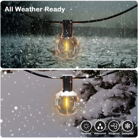 Guirlande Lumineuse Exterieur Solaire, Guirlande Guinguette Solaire 10+1 G40 LED Ampoules Étanche IP44 avec 4 Modes Éclairage Décoration Intérieur et Extérieur pour Jardin Fête Patio
