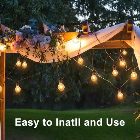 Guirlande Lumineuse Exterieur Solaire, Guirlande Guinguette Solaire 10+1 G40 LED Ampoules Étanche IP44 avec 4 Modes Éclairage Décoration Intérieur et Extérieur pour Jardin Fête Patio
