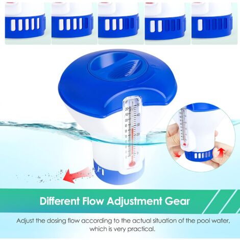 Distributeur De Chlore Flottant Pour Piscine - 12,7 Cm, Compatible Avec Tablettes De 1 Pouce, ABS Résistant, Réglable
