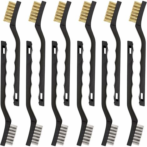 12 mini brosses métalliques en acier inoxydable et laiton (1/5)