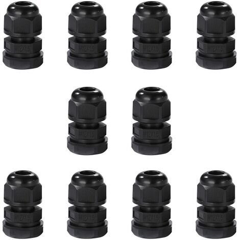 Lot de 10 Presse-étoupes M12 étanche IP68 Connecteurs de Câble Étanches en Nylon avec écrou de Blocage et Rondelle pour Câble de 3mm à 6,5mm. (M12)