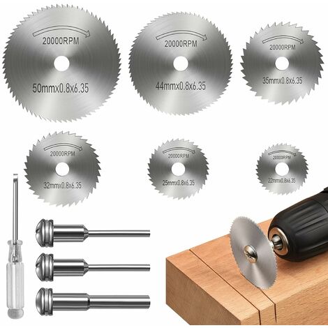 7pcs Mini Scie Circulaire Lames Outil Rotatif Disque de Coupe Kit avec  (3.175mm) 1/8 Mandrin Métal Disques de Forage pour Bois en Plastique Métal  Coupe (Noir) 