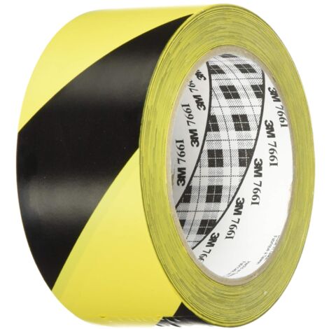 3M Ruban Adhésif de Signalisation de Danger 766I, Vinyle Hachuré, 50 mm x 33 m