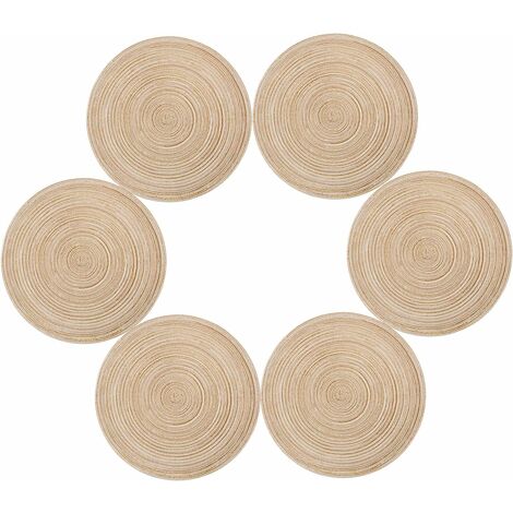 Memkey – Sets de table ronds 35cm – Lot de 6 en polypropylène et coton – Résistants à la chaleur jusqu'à 70℃ – Antidérapants et lavables