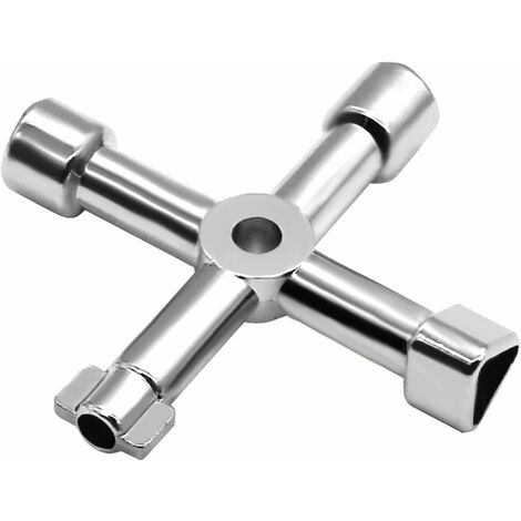 Multifonction 4 façons Universal Triangle Clé,multifonction, clé à interrupteur croisé universel, pour Ascenseurs, Armoires Electriques, Vannes (Argent)