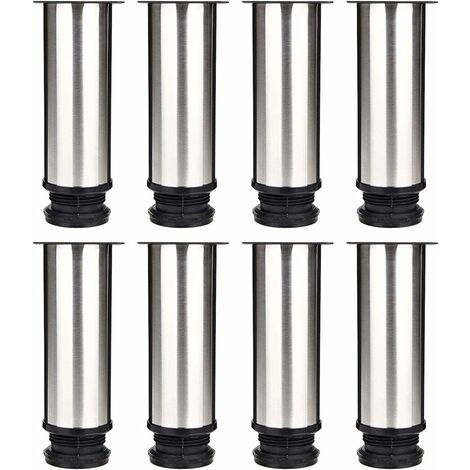 Selected Lot de 8 Pieds de Meubles, Pied Cuisine Réglables Ø 50 mm/Hauteur 150 mm Ronds Métal Acier Inoxydable Canapé Jambe Table Pieds (1/5)