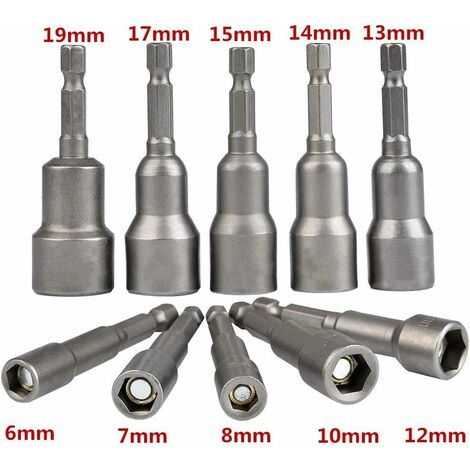 10 Pièces Douille Magnétique 1/4 à Choc Hexagonale pour Clé