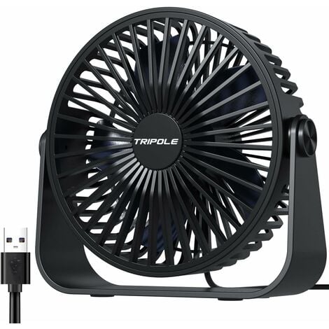 Mini ventilateur de bureau noir - 5V - D13cm - Rechargeable USB