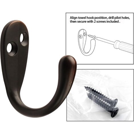 Lot De 2 Porte-ustensiles Mural En Métal Et Bois - 6 Crochets, Pour Cuisine Ou Salle De Bain, Noir