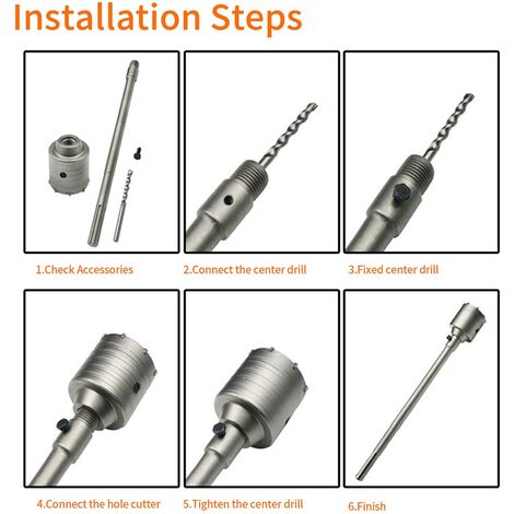 Scie à Cloche Trépan Béton avec Adaptateur SDS Plus 110 mm, Pour Brique Béton Ciment Pierre (100mm+110mm SDS Plus Adaptateur)