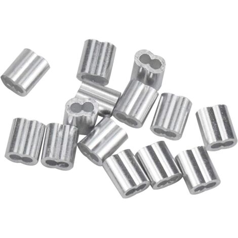 Homefantasy Lot De 50 Manchons En Aluminium 8mm - Clips à Sertir Doubles Ovales Pour Câbles Métalliques, Cordes Élastiques Et Câbles En Caoutchouc
