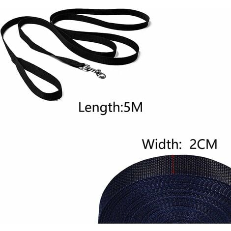Longe pour Chien 5m Noir, Laisse de Dressage pour Chien, Laisse Longue pour Chien de Petites à Grandes Taille